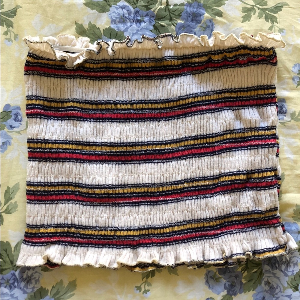 xs striped tube top